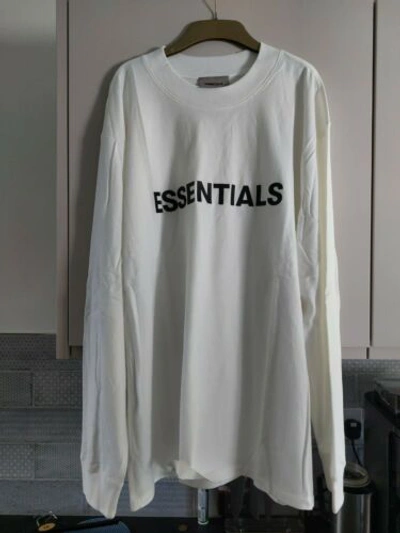 Pre-owned Fear Of God Essentials White Long Sleeved Tee Xl Oversized