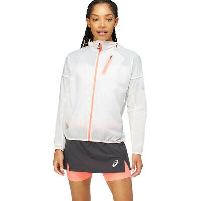 Pre-owned Asics Womens Fujitrail Jacket Top White Sports Running Full Zip Breathable