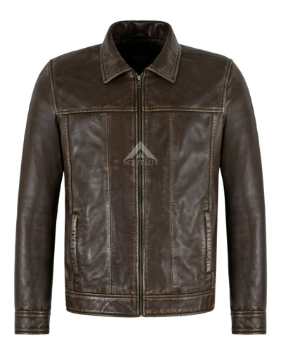 Pre-owned Smart Range Leather Mens Classic Vintage Jacket Brown Pre-distressed Real Leather Biker Jacket 5462