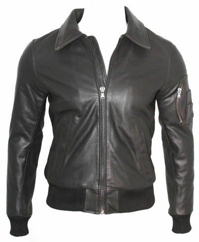 Pre-owned Claw Intl Richmond Mens Gents Brown Classic Retro Bomber Us Air Force Pilot Leather Jacket