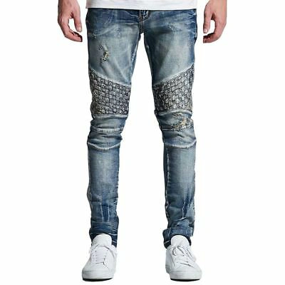 Pre-owned Embellish Nyc Turkish Biker Denim Jeans Blue