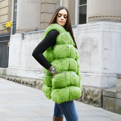 Pre-owned Daymisfurry Fox Fur Women Girl Waistcoat Jacket Coat, Real Fur Waistcoat, Real Fur Gilet