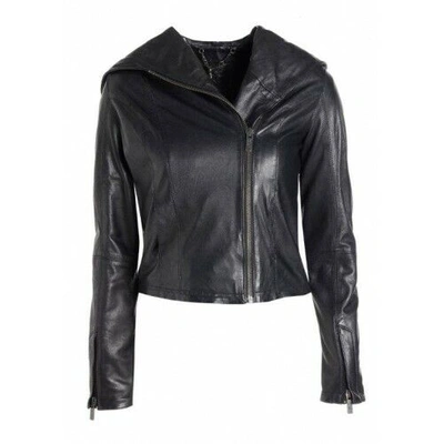 Pre-owned Of The Realm Ladies Leather Cab Draped Hooded Bomber Jacket Sizes6,8,10,12,14,16 Uk Sale
