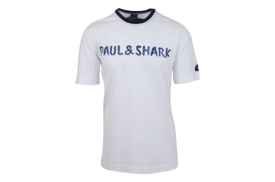 Pre-owned Paul & Shark Yachting Men's Short Sleeve T-shirt Crew Neck Shirt Size L White