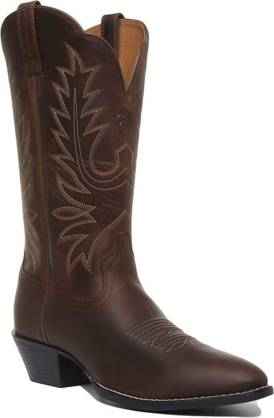 Pre-owned Ariat Heritage Westrn Womens Western Leather Boots In Brown Size Uk 3 - 8