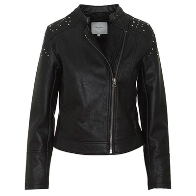 Pre-owned Pepe Jeans Women's Star Biker Leather Jacket Pn: Pl401721