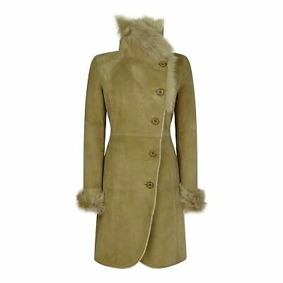 Pre-owned Infinity Ladies Real Sheepskin Jacket Suede Tailored Fit 3/4 Long Trench Coat Italian