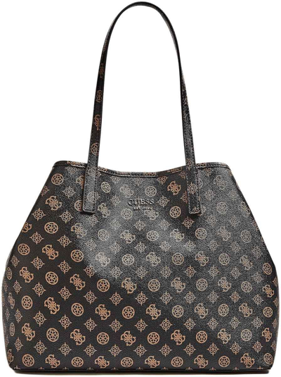 Pre-owned Guess Pq699524 Vikky Womens Large Tote With Pouch In Brown