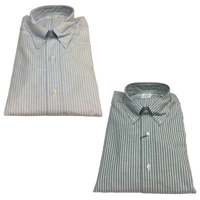 Pre-owned Brooks Brothers Men's Shirts Oxford Striped  100% Cotton Supima Made In Usa 88786