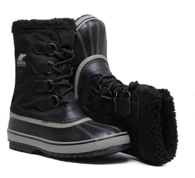 Pre-owned Sorel 1964 Pac Nylon Winter Fur Boot In Black Uk Size 8 Waterproof
