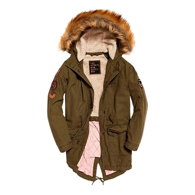 Pre-owned Superdry Women's Rookie Heavy Weather Tiger Parka Pn: G50001nr