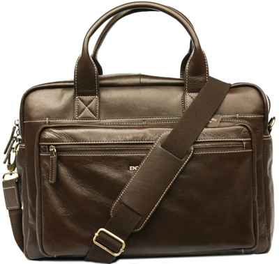 Pre-owned Enzo Design Leather Briefcase Business Laptop Bag Messenger Work Soft Shoulder Satchel