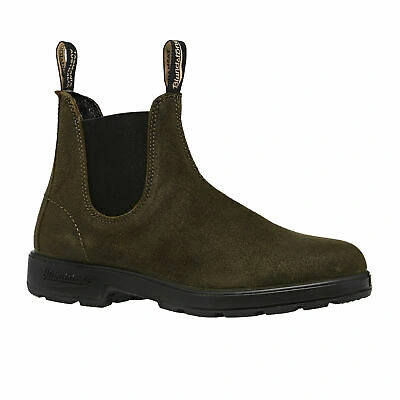 Pre-owned Blundstone Classic Series Suede Chelsea Boots - Dark Olive All Sizes