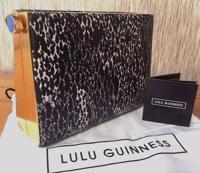 Pre-owned Lulu Guinness Black & White Snake Doodle Print Karlie Clutch