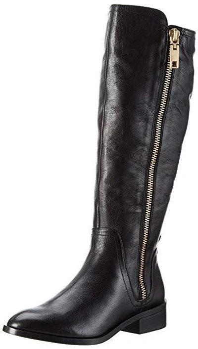 Pre-owned Aldo Rrp £140  Mihaela Black Real Leather Flat Knee High Riding Boots Size 3 36