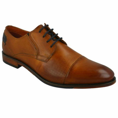 Pre-owned Bugatti Mens  Smart Lace Up Cognac Leather Oxfords Formal Shoes 311-67701-1100