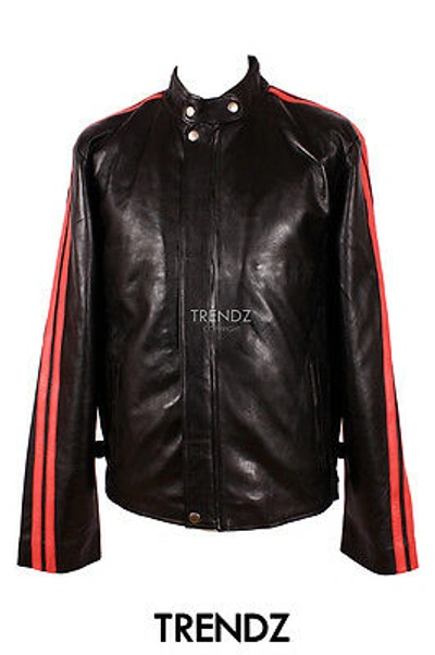 Pre-owned Real Leather Men's Lethal Weapon Black / Red Biker Style Racing Real Lambskin Leather Jacket