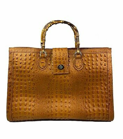 Pre-owned Handmade Women's Crocodile Bag Genuine Leather, , Made In Italy, High Quality