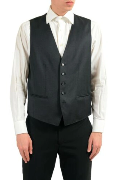 Pre-owned Hugo Boss "westin" Men's Grey 100% Wool Button Up Dress Waistcoat