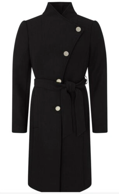 Pre-owned Monsoon Coat Ruby Long Black Wool Blend Winter Formal Work Size 12 Eur 40