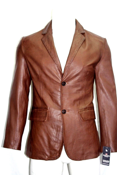 Pre-owned New Look Harold Tailored Fit Smart Look Style 2 Button Blazer Coat Brown Napa Leather