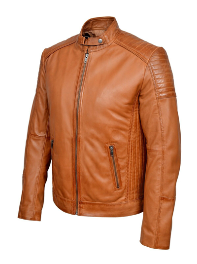 Pre-owned Sr Real Leather Men's Retro 80's Leather Bomber Tan Classic Soft Italian Napa Leather Jacket