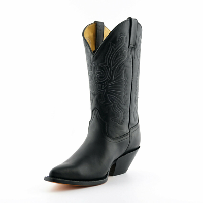 Pre-owned Grinders Buffalo Black Mens Ladies Cowboy Western Slip On Pointed Leather Boots