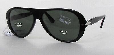 Pre-owned Persol 0po3260s 59 95/31 Black Lens Green