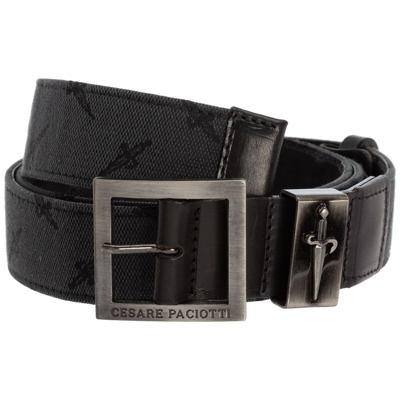 Pre-owned Cesare Paciotti Belt Men 986 Black Adjustable Leather