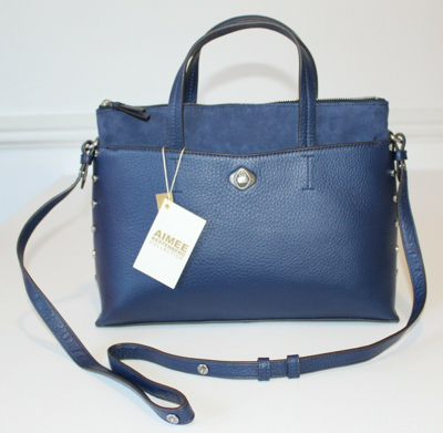 Pre-owned Aimee Kestenberg Navy Blue  Mariah Triple Compartment Tote Bag,
