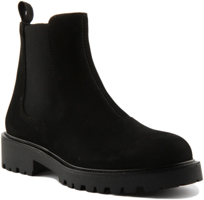Pre-owned Vagabond Kenova Womens Chunky Sole Leather Chelsea Boots In Black Uk Size 3 - 8