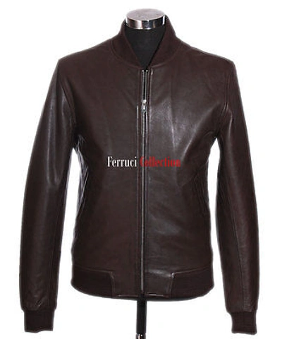 Pre-owned Harrington 80's Classic Bomber Leather Jacket Brown Men's Smart Vintage Real Leather Jacket