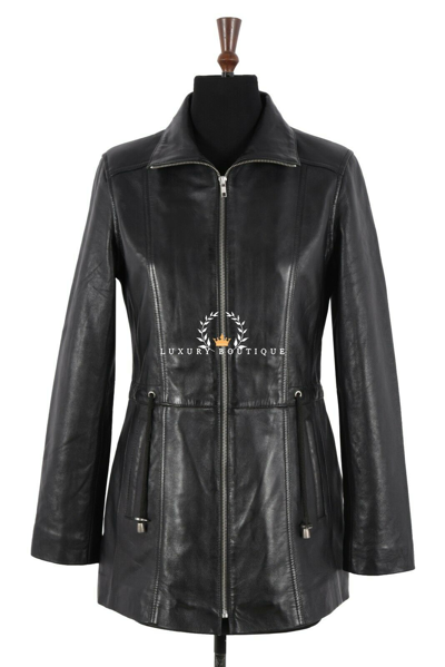 Pre-owned Carrie Ch Hoxton Ladies Leather Jacket Black Slim Fit Hip Length Genuine Lambskin Casual Coat
