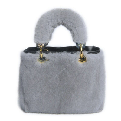 Pre-owned Jancoco Max Women's Plush Bag Mink Fur Shoulder Messenger Bag Drawstring Handbag 38919
