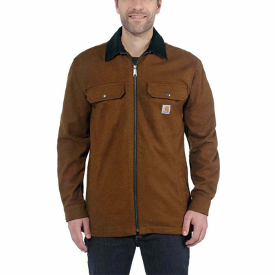 Pre-owned Carhartt Pawnee Zip Shirt Jacket, Oiled Walnut
