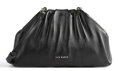 Pre-owned Ted Baker Dorieen Mini Gathered Slouchy Clutch Black