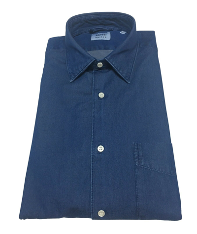 Pre-owned Aspesi Men's Shirts Denim Mod. Sedici Ce36 6191 With Pocket 100% Cotton