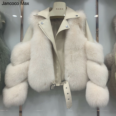 Pre-owned Jancoco Max Women Fashion Fur Coats With Genuine Leather Jackets Winter Outerwear 37647