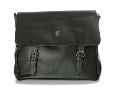 Pre-owned Roberto Cavalli Men's Eco Leather Shoulder Bag Black Label