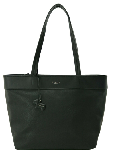 Pre-owned Radley Tote Bag Black Large Pu Synthetic Leather Top Zip Handbag Essex Road