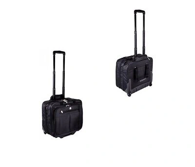 Pre-owned Lombard Wheeled Black Business Cabin Bag Pilot Rolling Briefcase Laptop Trolley 2 Wheel