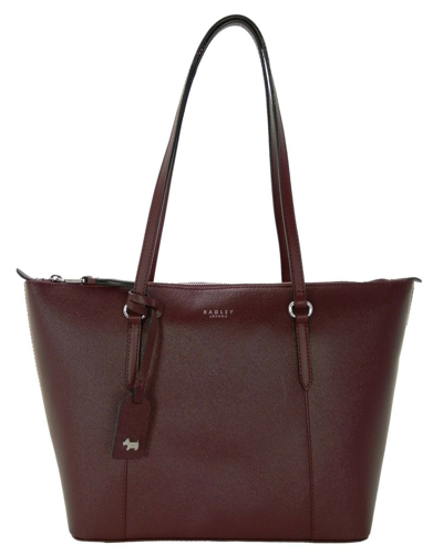 Pre-owned Radley Tote Bag Dark Red Medium Zip Top Shoulder Handbag Claret Angel Street
