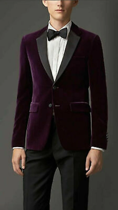Pre-owned Handmade Men Purple Smoking Jacket Elegant Luxury Stylish Designer Party Wear Blazer Uk