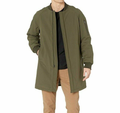 Pre-owned Dkny Original  Dougg Long Bomber Jacket. Olive Green, Size 36 Reg. With Tags
