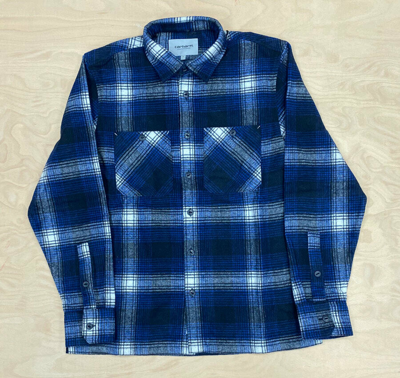 Pre-owned Carhartt Wip Nigel Check Blue Heavyweight Shirt Ls Button-down Lapis Ship World