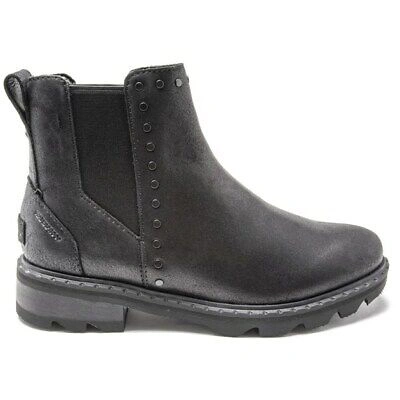Pre-owned Sorel Womens Lennox Chelsea Stud Ankle Boots Black