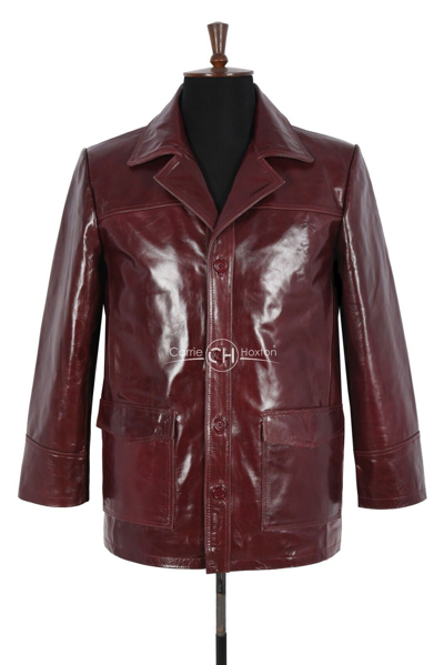 Pre-owned Real Leather Fight Club Leather Movie Film Blazer Jacket Cherry Real Cowhide Leather Jacket