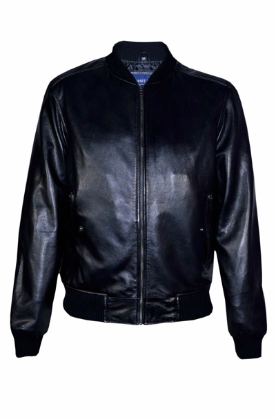 Pre-owned Sr Real Leather Men's Retro 80's Leather Bomber Black Classic Soft Italian Nappa Leather Jacket