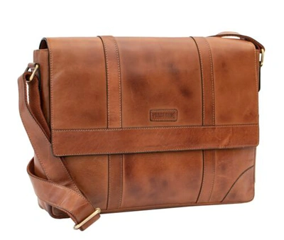 Pre-owned Prime Hide Ridgeback Luxury Brown Leather Large Messenger Laptop Bag Business