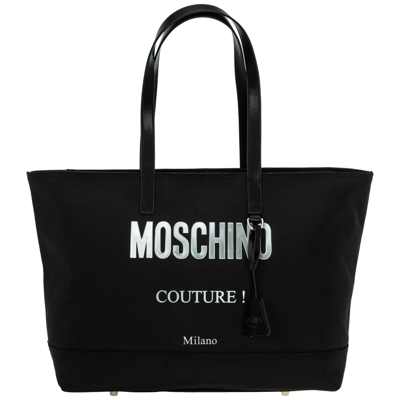 Pre-owned Moschino Tote Bag Women 7 B 740682052555 Black Big Lined Interior Handbag
